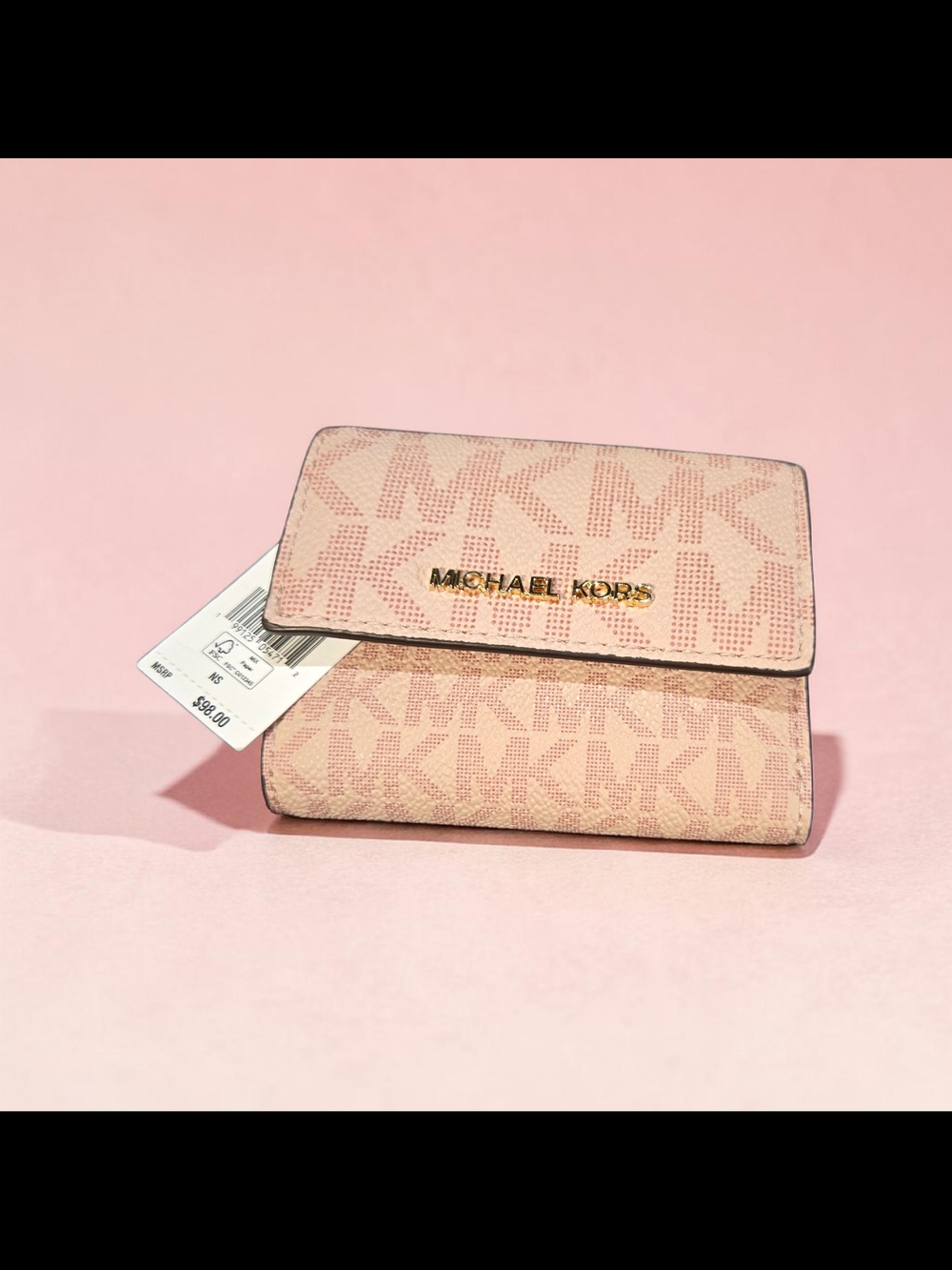 Michael Kors Blush Logo Compact Wallet with Gold Hardware
